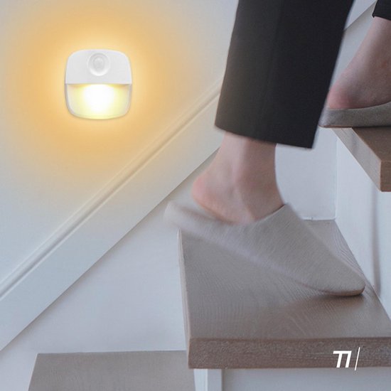 TIKKENS® Veilleuse avec détecteur de mouvement - 3 pièces - Lumière LED pour placard et escalier avec détecteur - Sans batterie
