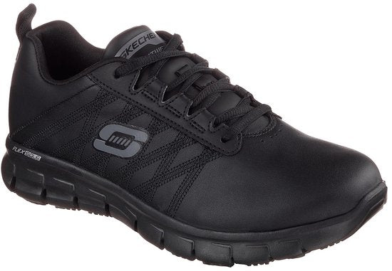Baskets Skechers Work Relaxed Fit en cuir noir - Femme - Taille 36