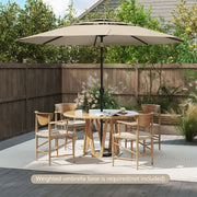 Parasol de table Coast - 3 couches ventilées - Inclinable à l'aide d'une manivelle - 300 cm de diamètre - Beige