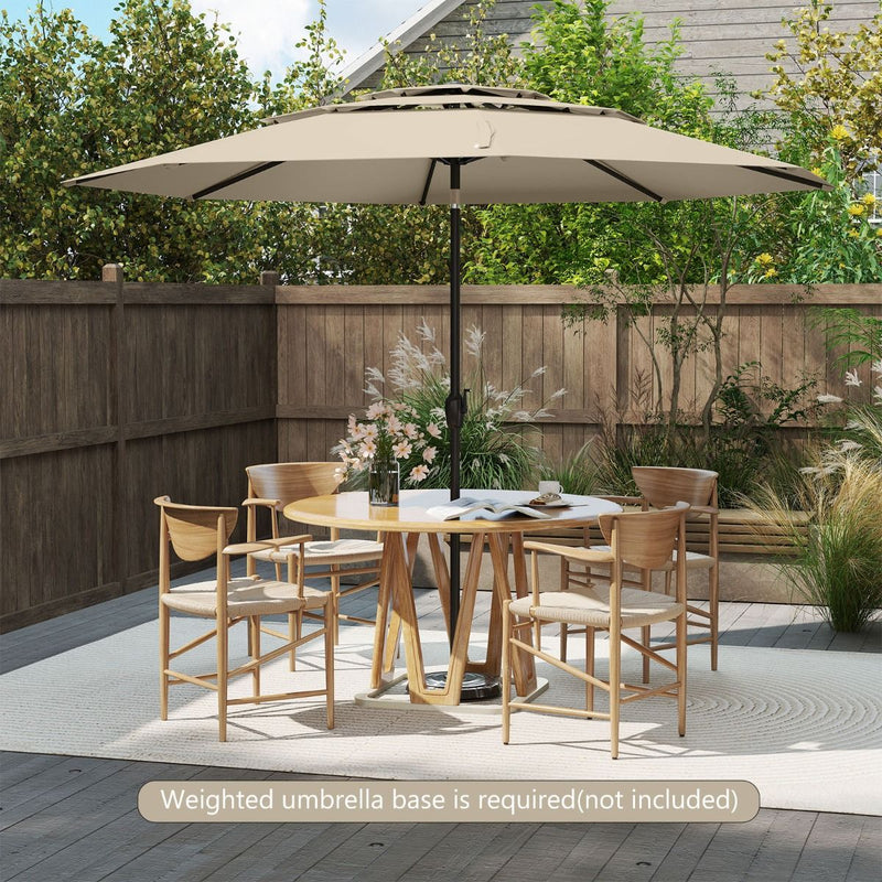 Parasol de table Coast - 3 couches ventilées - Inclinable à l'aide d'une manivelle - 300 cm de diamètre - Beige