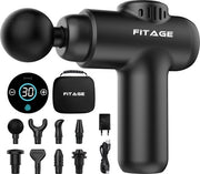 FITAGE Pistolet de massage Mini - 12 accessoires - Appareil de massage professionnel - Pistolet de massage 30 étapes - Appareil de massage - Pistolet de massage