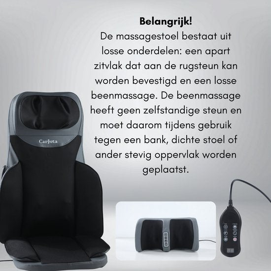 Fauteuil de massage Caryota Shiatsu - Appareil de massage - Coussin de massage à chaleur infrarouge - 2 pièces - Jambes