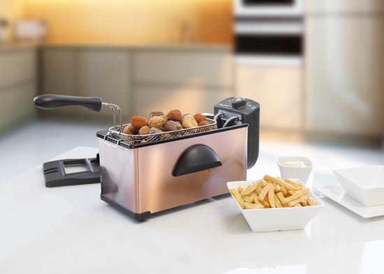 Friteuse Bestron 3,5 litres - AF370CO - Friteuse 2 000 W - Fenêtre de visualisation - Cuivre - Garantie 5 ans