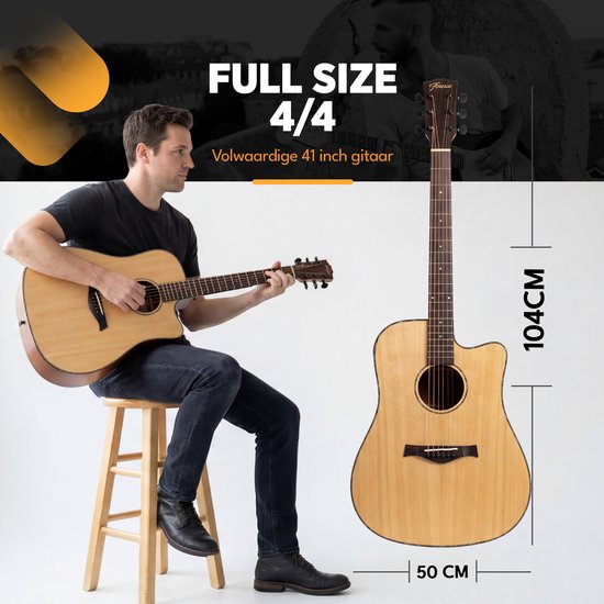 Guitare électro-acoustique Finesse avec amplificateur - avec cours vidéo - 4/4 41 pouces - Accessoires - Adultes - Enfants