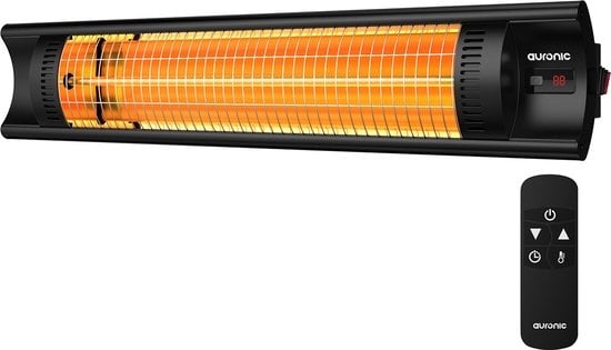 Auronic Chauffage de terrasse - Infrarouge - Chauffage - Électrique - 2500W - Télécommande - 4 niveaux - Noir