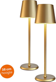 Goliving Essence Lampe de table rechargeable - 2 pièces - Sans fil et dimmable - Lampe tactile moderne - Lampe de nuit pour chambre à coucher - 38 cm - Or