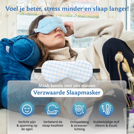 Ella Weighted Sleep Mask Women & Men - Masque pour les yeux avec tissu rafraîchissant et velours - Ajustable - Masques de sommeil
