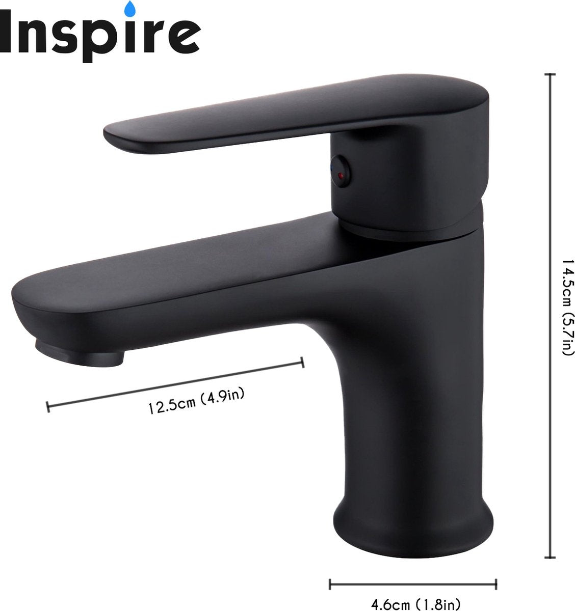 Robinet de salle de bain Inspire Noir incluant les connecteurs - Robinet de lavabo - Noir Chrome