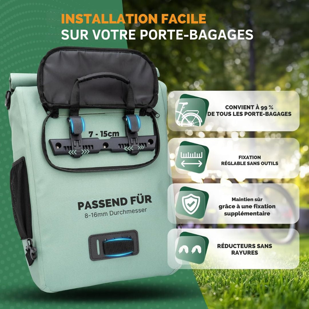 Sacoche étanche 3 en 1 - MIVELO  - avec compartiment pour ordinateur portable - sans PVC - 20L - vert menthe