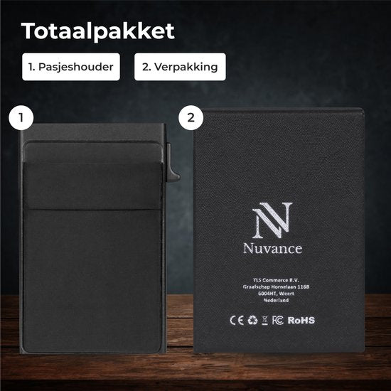 Nuvance - Porte-cartes extensible - Protection RFID - Porte-cartes pour hommes et femmes - Porte-cartes - Porte-cartes de crédit - Noir