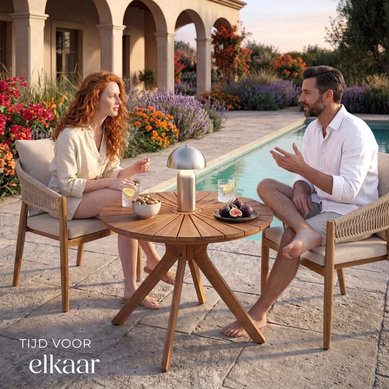 Table de jardin ronde en bois tectake® - Ø 70 x 62 cm - Bois d'acacia - Résistante aux intempéries - Table d'extérieur - Table de bistrot - Table d'appoint - Petite table pour balcon et terrasse - Également utilisable à l'intérieur