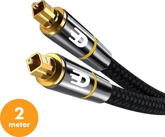 Drivv. Premium Toslink Optical Cable Nylon - Câble audio optique - Mâle vers Mâle - 2 mètres - Noir