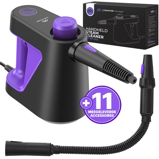 Nettoyeur vapeur à main Motionflow PRO, 11 pièces - Nettoyeur vapeur puissant de 1 000 W et 3,5 bars - Appareil de nettoyage pour salle de bains, canapés et sols - Nettoyeur vapeur anti-taches - Câble d'alimentation de 3 mètres