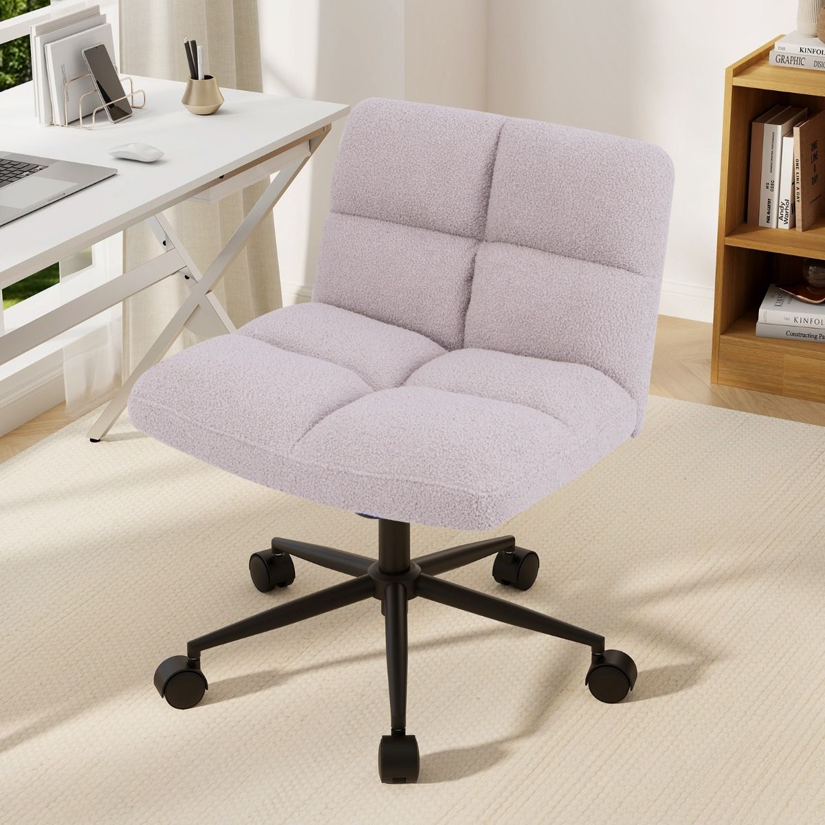 Chaise de bureau Coast sur roulettes - pivotante, sans accoudoirs - assise large - gris clair