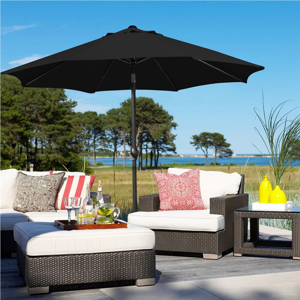 Parasol Yaheetech avec balancier - Inclinable - Noir - Ø 270 x 240 cm