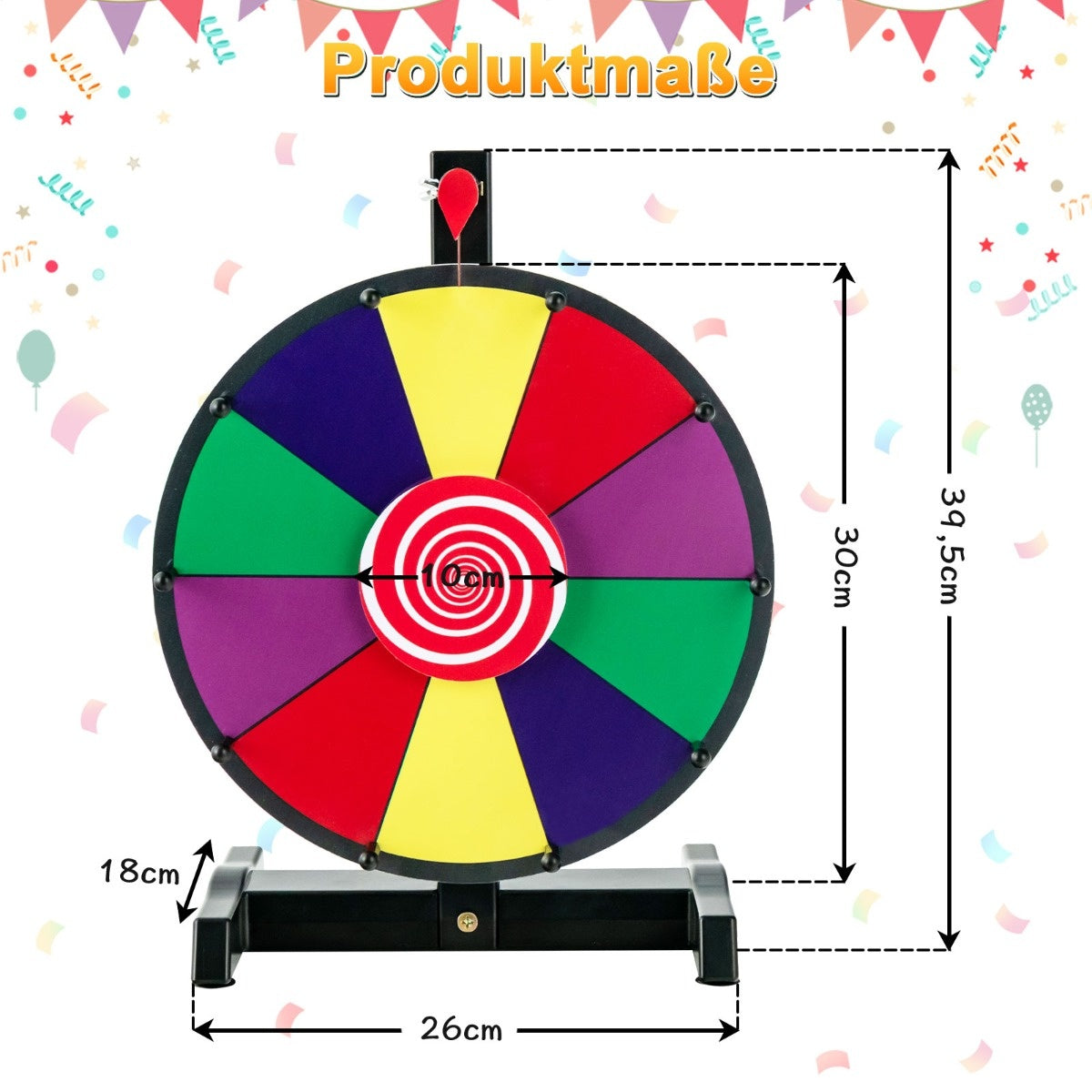 Grande roue de la fortune Coast 30 cm pour les prix Table Spider Bike pour les concours et les fêtes