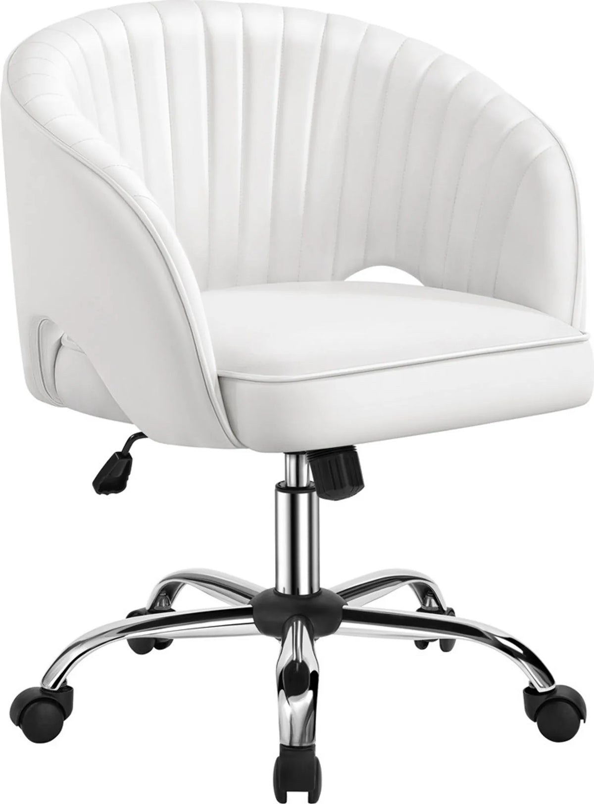 Yaheetech : élégante chaise de bureau à motif vertical, 73-83 cm – Blanche – Polyester et métal
