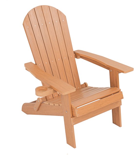 Chaise AXI Claire Adirondack marron – Chaise de jardin en plastique avec accoudoirs – Pliable – Dossier haut – Chaise de jardin – 84,5 x 77 x 95,5 cm – Durable et résistante aux intempéries