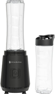 KitchenBrothers Mini Blender - Blender to Go - Smoothie Maker - 2 To-Go Cups 600 ml - Noir