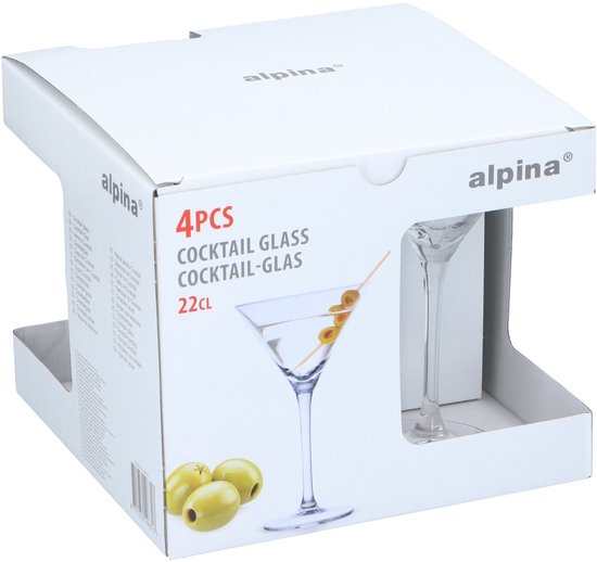 Verres à cocktail Martini - en verre - lot de 4 - 220 ml - Verres à cocktail - Boire des cocktails - Cocktails