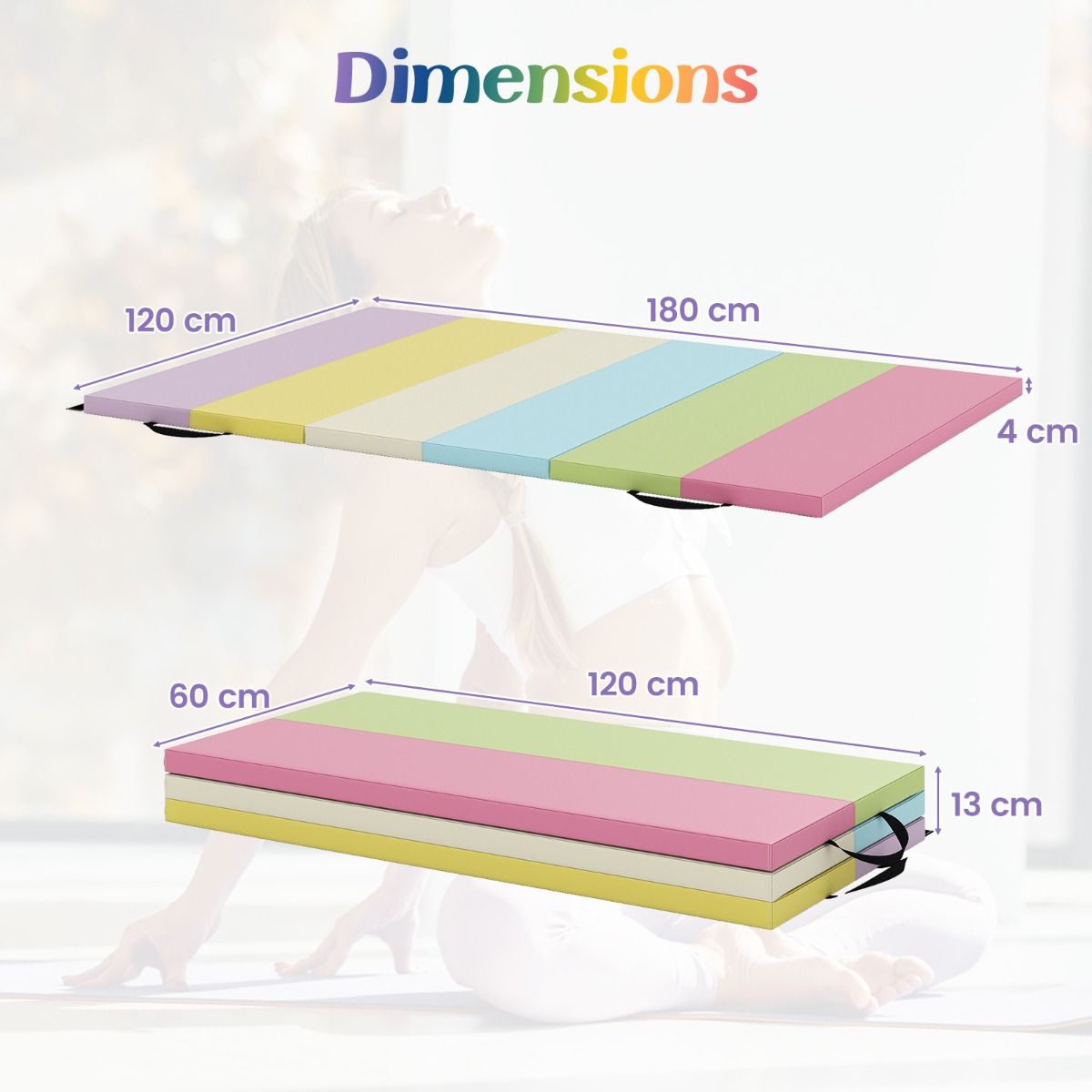 Tapis de gymnastique pliable Coast - En trois parties - Portable et léger - Multicolore 180 x 120 x 4 cm
