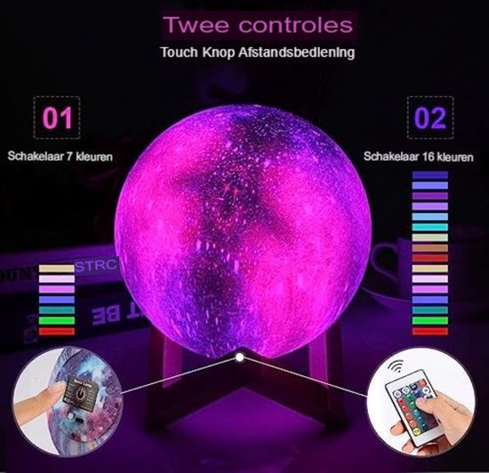 Lampe de lune - 15 CM - Violet - 18x15x15 cm
