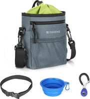 Pochette de récompenses Tikkens pour chiens - Avec clicker et gamelle pliable - Imperméable et lavable - 25 x 15 x 3 cm - Gris
