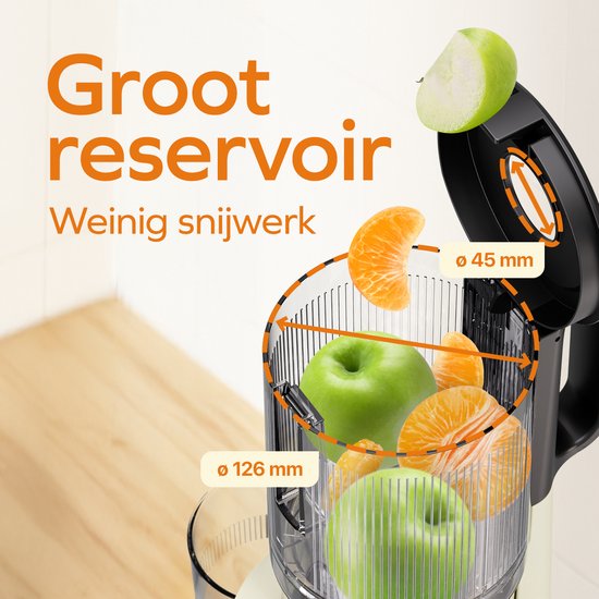 KitchenBrothers Slowjuicer - Vertical - Presse-agrumes - Presse-légumes et fruits - 126 mm - 750 ml - Champagne