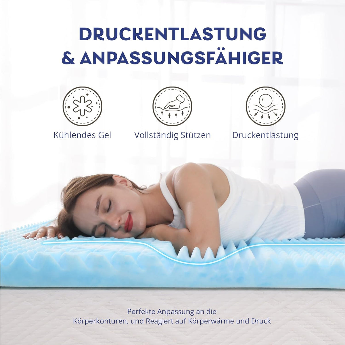 EGO HOME Surmatelas 180 x 200 cm - 5 cm d'épaisseur - Surmatelas en mousse à 7 zones - Certifié CertiPUR-EU