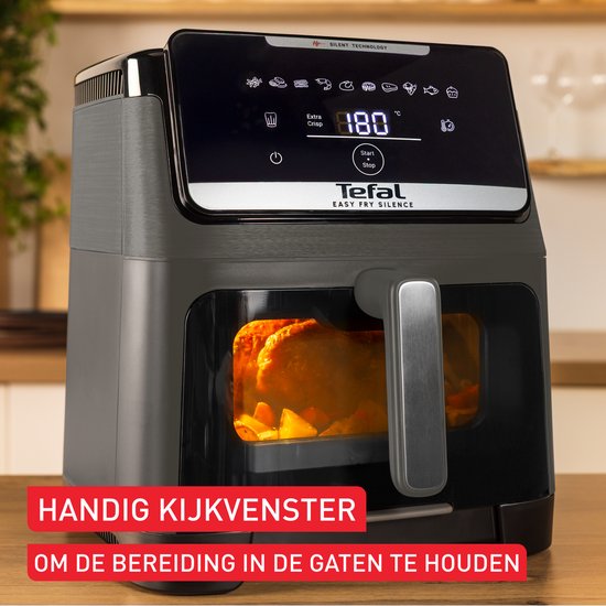 Tefal Easy Fry Silence XXL EY846H - Friteuse à air chaud silencieuse XXL 7 L - 1 700 W - 43 dB - 10 programmes - 55 % plus rapide - Pour 8 personnes