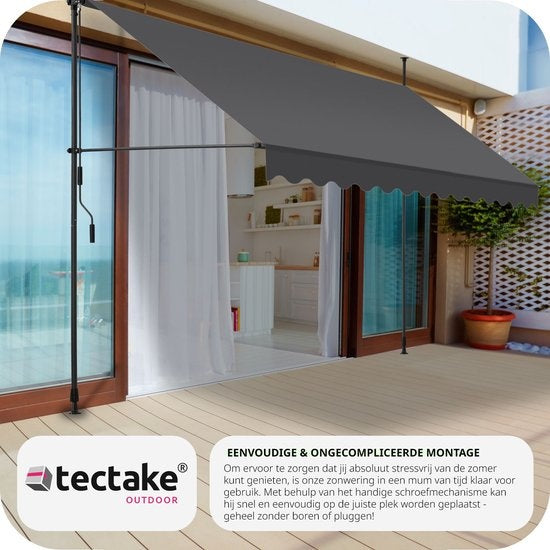 tectake - store à pinces - parasol - store - réglable - store à pinces - parasol balcon - 350 x 180 cm - noir gris - store - 404968
