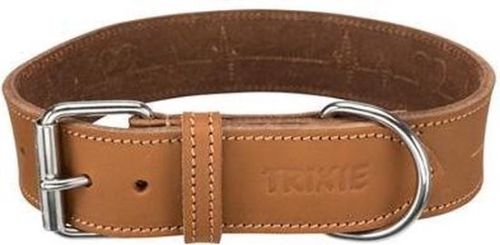Trixie - Collier rustique en cuir « Hartslag » - Marron - 55-65 x 4 cm