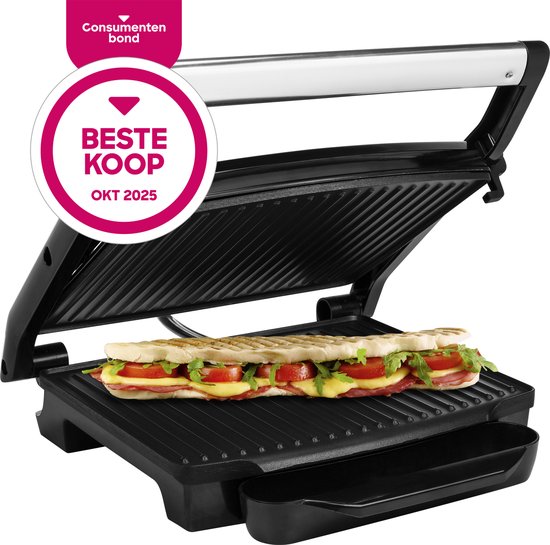 Princess Panini Grill 112415 - Grand grill à contact 30 x 24 cm - Appareil à croque-monsieur - Appareil à grill - 2 000 W - Couvercle supérieur coulissant - « Meilleur achat » selon le guide des consommateurs d'octobre 2025