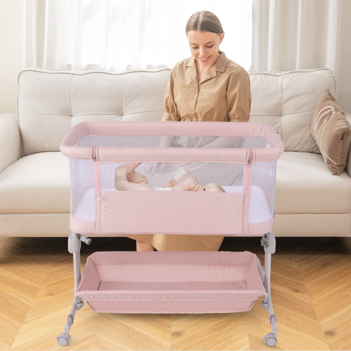 Lit bébé 3-en-1 Coast - hauteur réglable - lit de voyage pliable avec matelas - gris