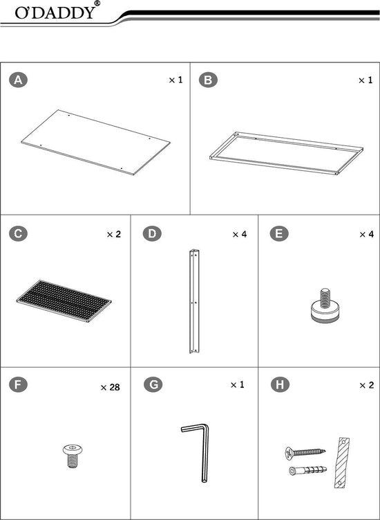 O'DADDY® Table murale - Table d'appoint industrielle - avec 2 étagères en filet - Table d'appoint 60x30x60 cm - Table de salle - couleur noir/gris foncé