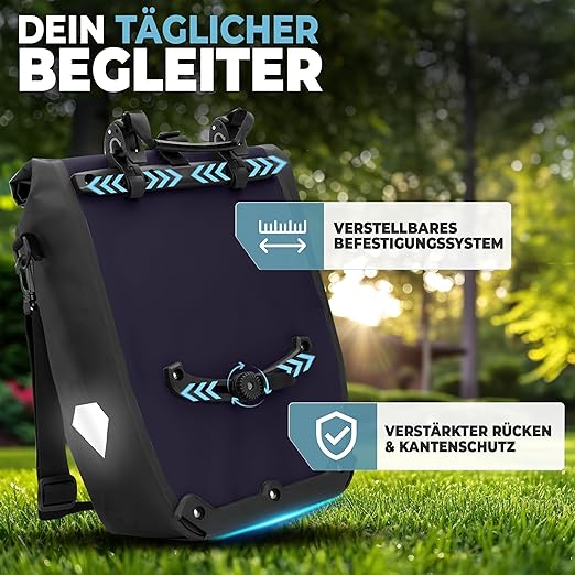 RADGEIST sacoche de vélo pour porte-bagages - sacoche de vélo pour porte-bagages - sacoche de vélo étanche et sac à bandoulière - sacoche de vélo avec réflecteurs - Vert foncé