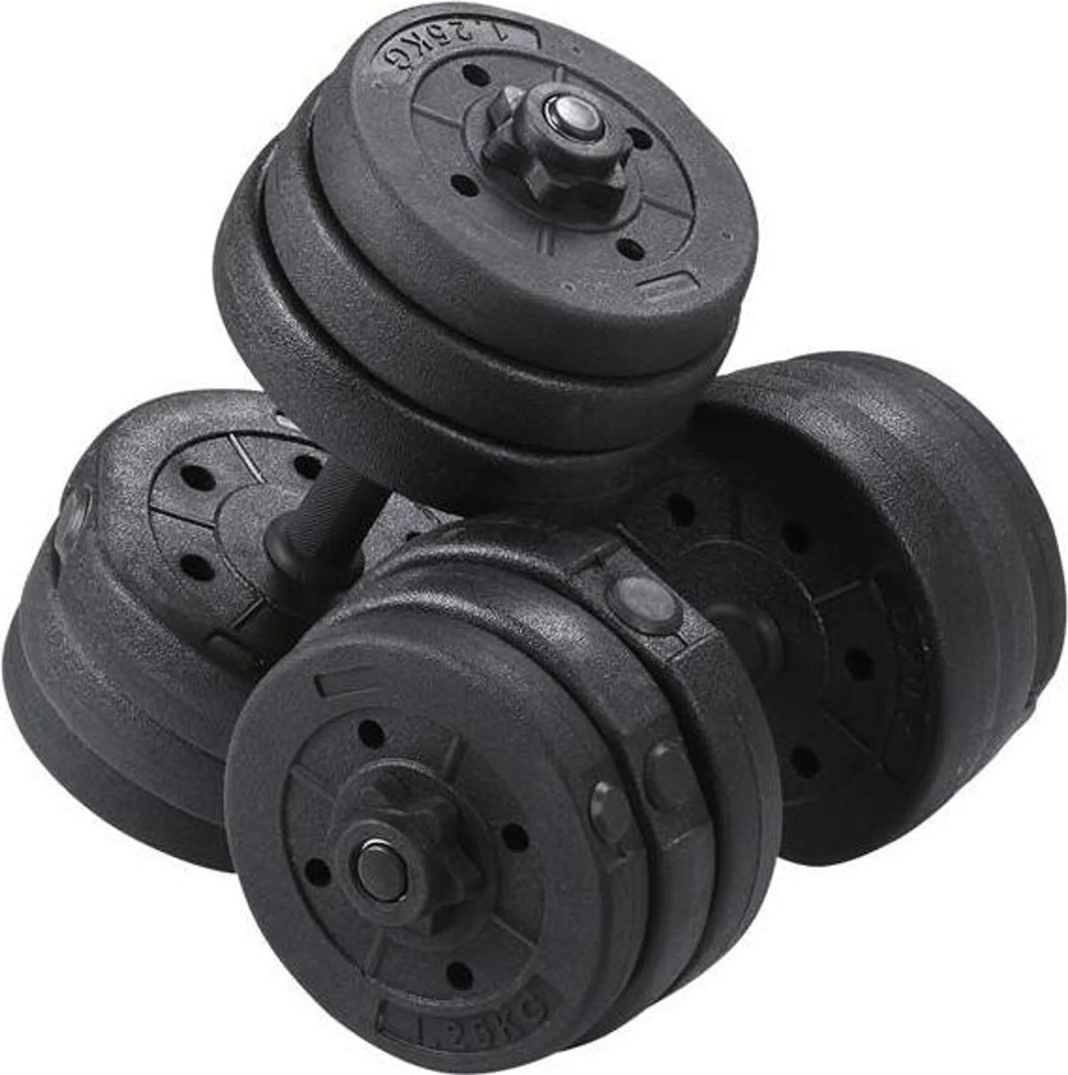 Yaheetech Jeu d'haltères réglable 20 kg - 39 x 2,5 cm - avec 12 disques de poids, poignée antidérapante et verrouillage de la tige pivotante - pour la musculation et l'utilisation à domicile - plastique noir et béton