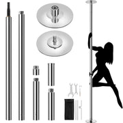 Yaheetech Dance Pole With Ceiling Mount - Equipped With Static And Rotating Stand And 2 Extension Rods And Rubber Anti-slip Profile - For Home Use And Fitness - Silver Chromed Metal - 23 x 23 x 225-274.5 cm
