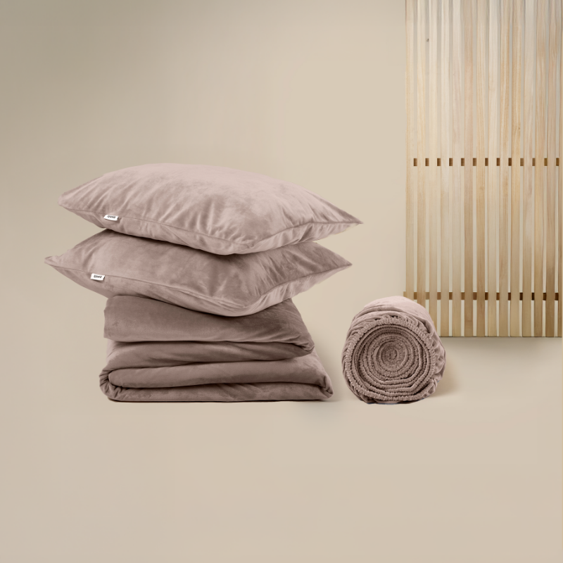 Housse de couette Sjumo - ensemble couette - 240 x 220 cm - taupe
