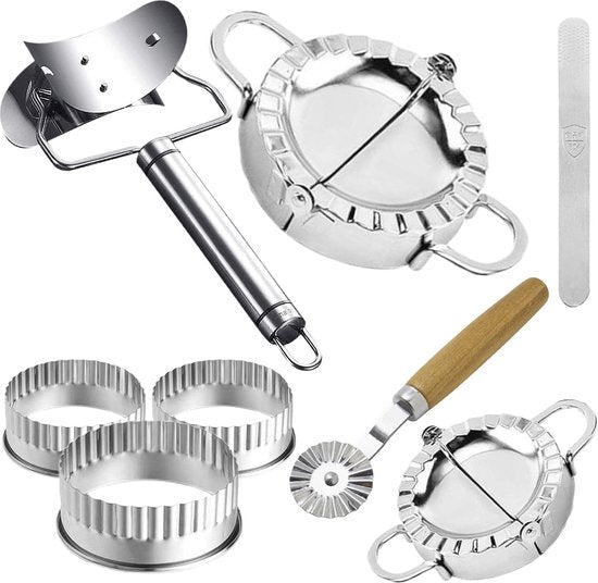 Qualisce Machine à raviolis - Machine à pâtes - Emporte-pièces - Coupe-raviolis - Rouleau à pâtisserie - Acier inoxydable