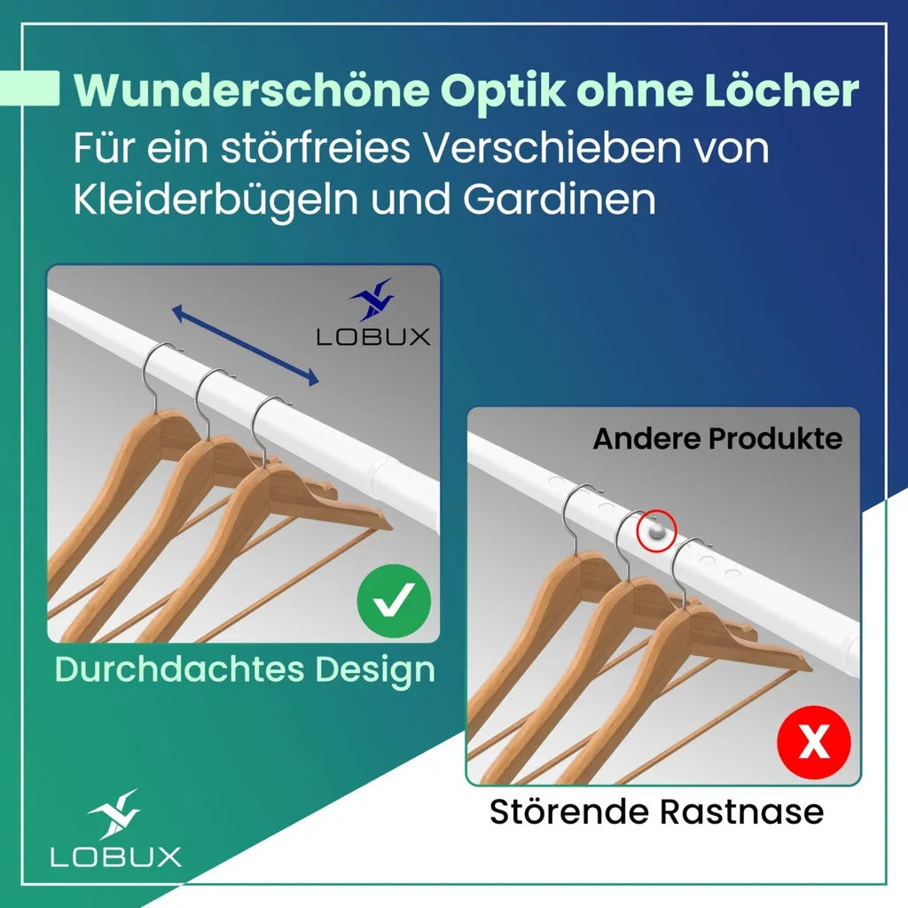 Perche télescopique LOBUX sans perçage - 210-300 cm - Ø 32 mm - Blanc