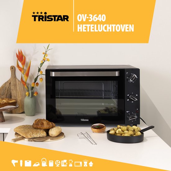 Tristar Four autoportant OV-3640 - Four de cuisson 2000W - 60L - 90 à 230⁰C - 5 réglages préprogrammés