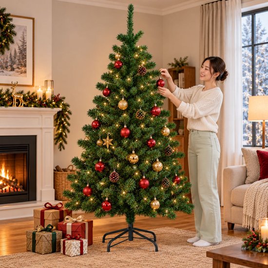 Arti Casa Sapin de Noël artificiel 180 cm - Sapin de Noël artificiel avec socle - 650 branches - Décoration de Noël d'intérieur - Vert