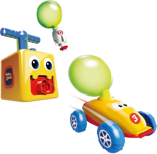 Mediashop Balloon Zoom - Jouet gonflable en forme de voiture pour les enfants à partir de 3 ans - avec modes « voiture » et « fusée » - brille dans le noir