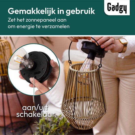 Gadgy Lampe solaire de jardin en rotin beige - Lampe solaire de jardin - Lampe solaire de table avec connexion USB - Lampe d'extérieur - Statue de jardin - Lanterne de jardin avec capteur jour/nuit - Eclairage pour l'extérieur - Lanterne de jardin