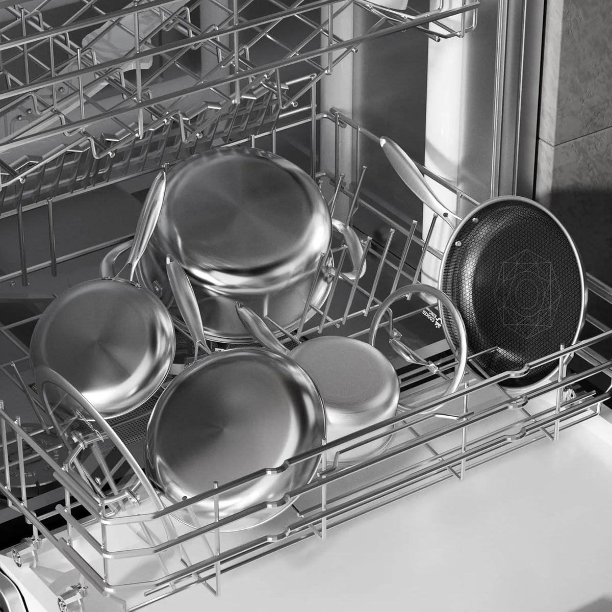 Batterie de cuisine Cooker King 7 pièces - Acier inoxydable - Tri-Ply, compatible avec l'induction et le four