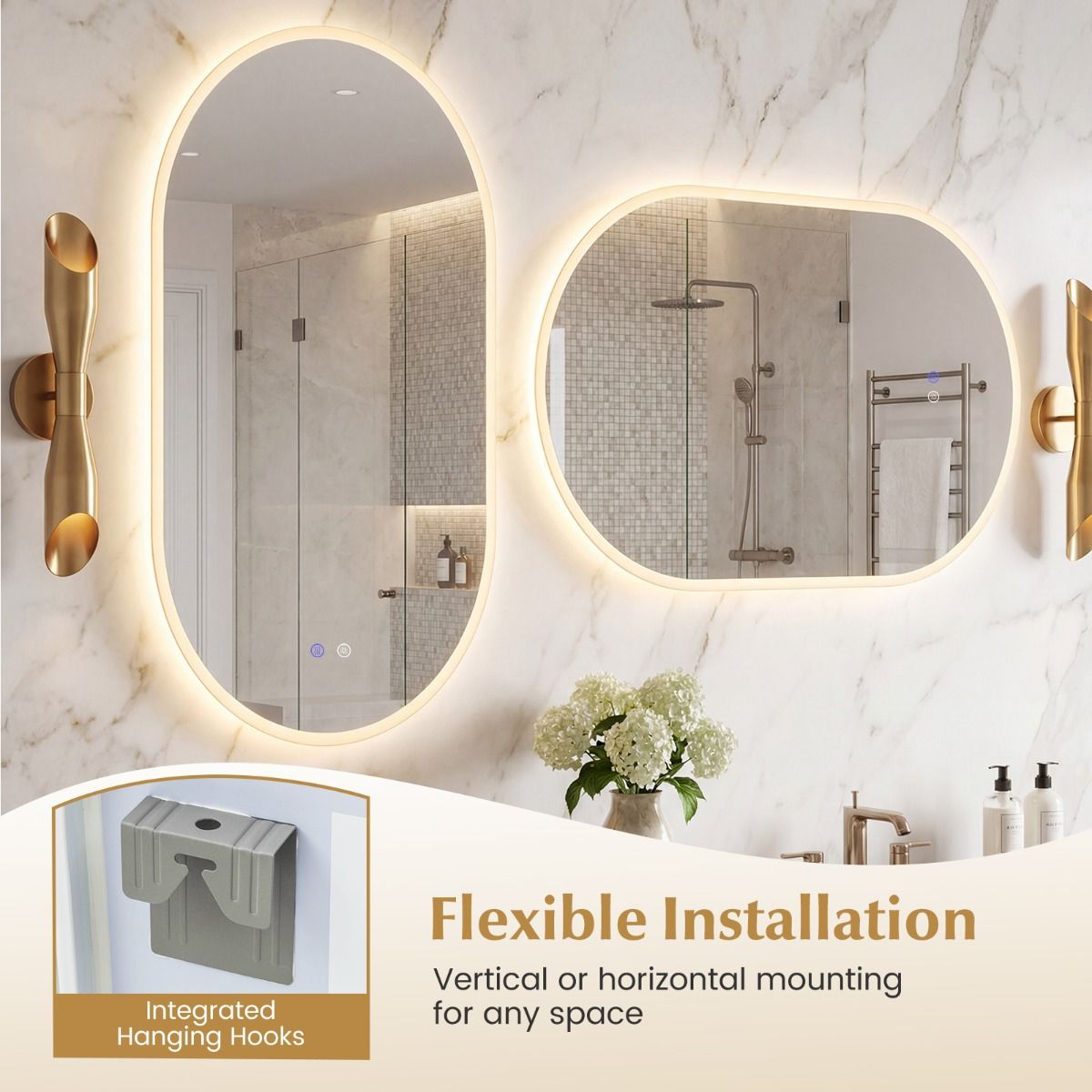 Miroir de salle de bains Coast avec éclairage LED - fonction anti-buée - commande tactile - 90 x 55 cm - argent