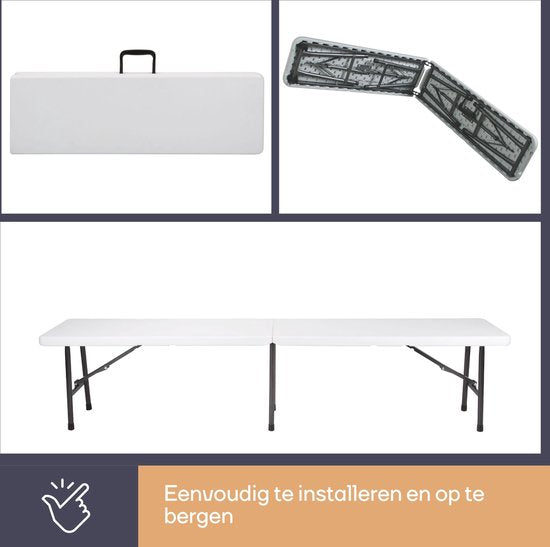 Perel Banc pliant 4 places - Pliable et résistant aux intempéries - Avec poignée - Idéal pour le pique-nique, le camping, le barbecue et l'utilisation intérieure/extérieure - Maximum 400 kg - Blanc