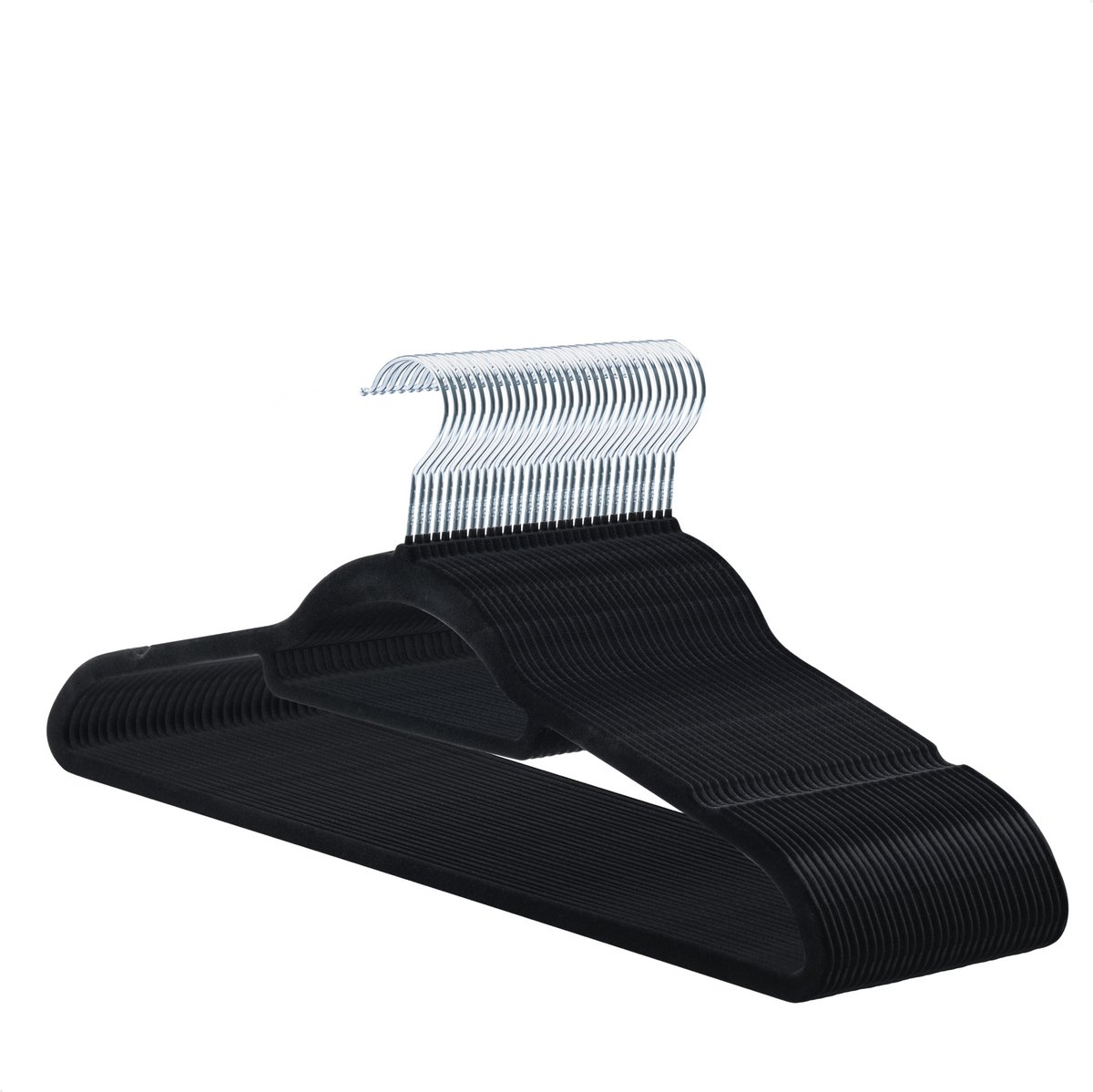 Cintres en velours Acaza - 60 pièces - Antidérapants avec crochet pivotant - Noir