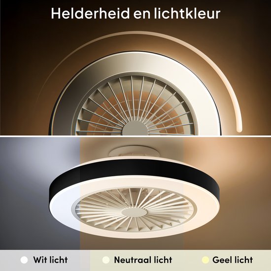 Ventilateur de plafond Avacy avec éclairage - Ventilateur-plafonnier - Plafonnier - LED RGBW - Tuya Wi-Fi Smart - Télécommande - ⌀ 50 cm - Noir